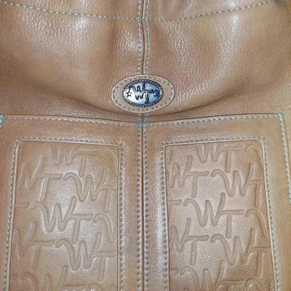 Western Trendition Light Tan soft Leather purse with Turquoise Weaving - Picture 3 of 13